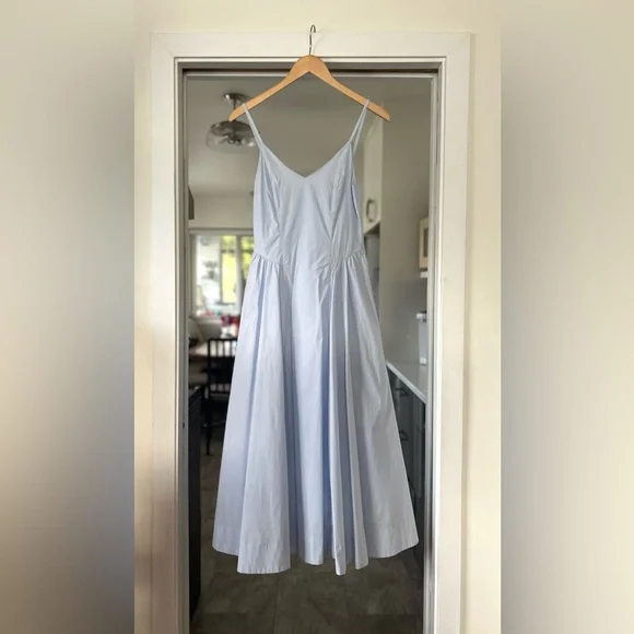 Wilfred Technique Poplin Maxi Dress Sz 0 Light Blue - Picture 10 of 14